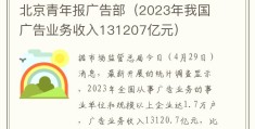北京青年报广告部（2023年我国广告业务收入131207亿元）